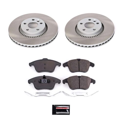 2008-2012 Land Rover LR2 Front Semi-Coated Rotor Brake Assembly with Low-Dust Ceramic Pads - Premium Replacement