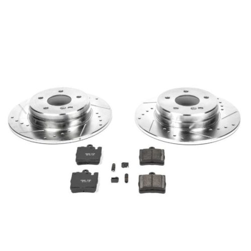 2001-2002 Mercedes-Benz E430 Rear Brake Rotors and Carbon-Fiber Ceramic Brake Pads Upgrade - Heavy-Duty Drilled & Slotted Performance Replacement