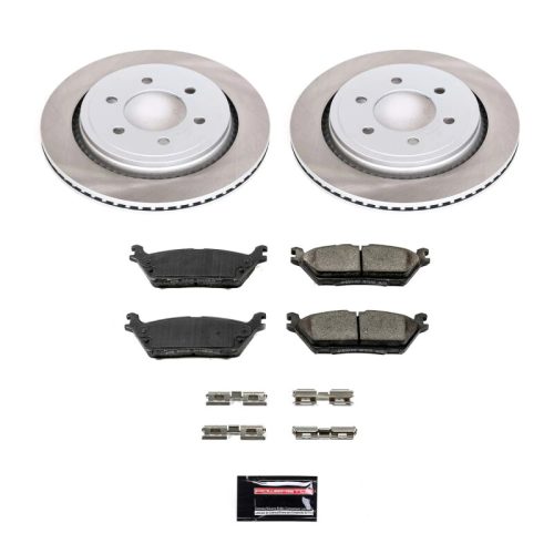 2015-2016 Ford F-150 Rear Semi-Coated Rotor Brake Assembly with Ceramic Pads and Hardware - Premium Replacement