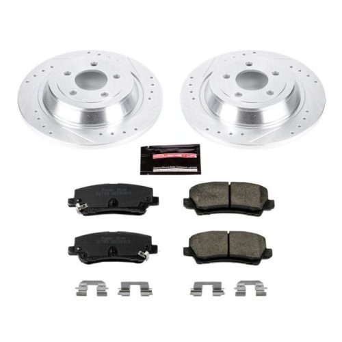 2015-2018 Ford Mustang Rear Z23 Evolution Sport Brake Kit with Drilled & Slotted Rotors and Carbon-Fiber Ceramic Pads - Premium Replacement