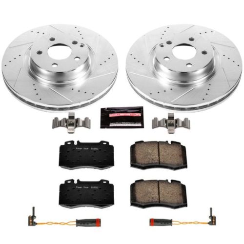 2003 Mercedes-Benz SL500 Front Brake Rotor and Carbon-Fiber Ceramic Brake Pad Assembly - Heavy-Duty Drilled & Slotted Performance Replacement