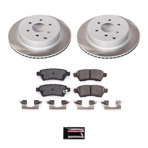 2005-2009 Nissan Pathfinder Rear Semi-Coated Rotor Brake Kit with Ceramic Pads - Premium Replacement