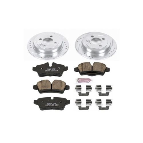 2011-2012 Mini Cooper Rear Brake Rotor and Carbon-Fiber Ceramic Brake Pad Assembly - Heavy-Duty Drilled & Slotted Performance Upgrade