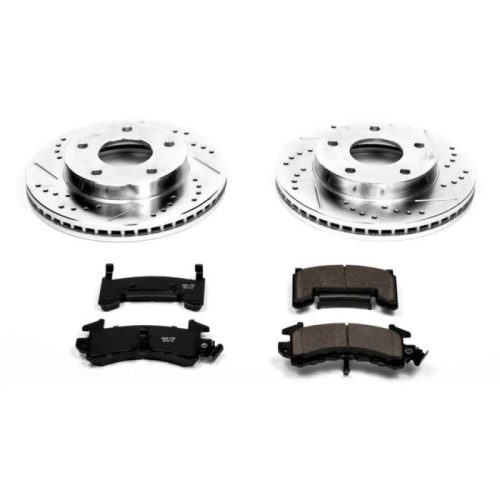 1980-1985 Oldsmobile Toronado Front or Rear Heavy-Duty Drilled and Slotted Brake Rotor and Carbon-Fiber Ceramic Brake Pad Upgrade Kit - Premium Replacement