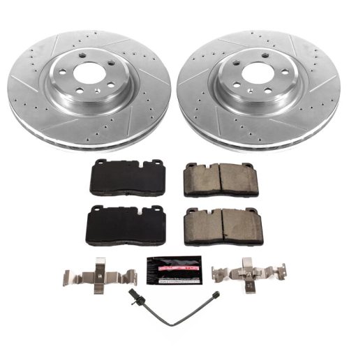 2013-2015 Audi Q5 Front Z23 Evolution Sport Brake Kit - Heavy-Duty Drilled & Slotted Rotors with Carbon-Fiber Ceramic Brake Pads - Premium Replacement
