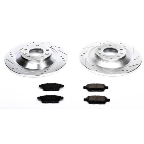 2006-2007 Mazda 6 Rear Z23 Evolution Sport Brake Upgrade Kit with Drilled & Slotted Rotors and Carbon-Fiber Ceramic Pads - Premium Replacement