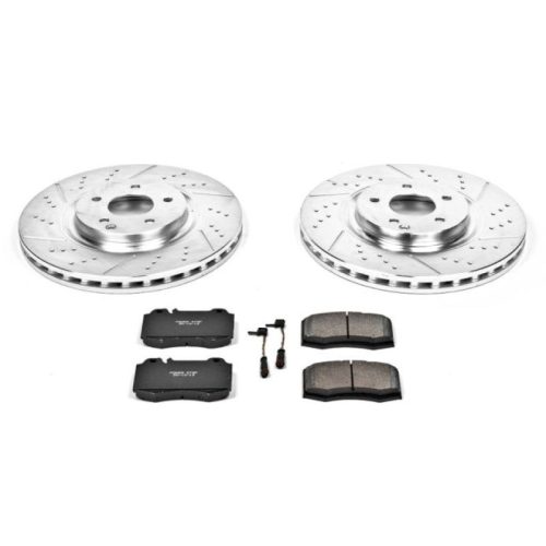 2003-2006 Mercedes-Benz C230, C320 & SLK350 Front Z23 Evolution Sport Brake Kit with Drilled & Slotted Rotors - Premium Heavy-Duty Replacement