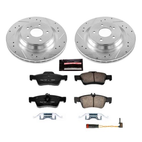 2010-2013 Mercedes-Benz S400, S550, CL550 Heavy-Duty Drilled & Slotted Brake Rotors and Carbon-Fiber Ceramic Brake Pads - Premium Replacement