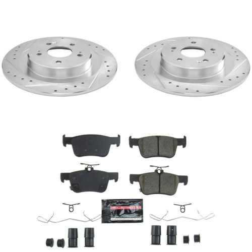 2021-2023 Acura TLX Rear PowerStop Z23 Evolution Sport Brake Upgrade Kit - Heavy-Duty Drilled & Slotted Rotors with Carbon-Fiber Ceramic Pads - Premium Replacement