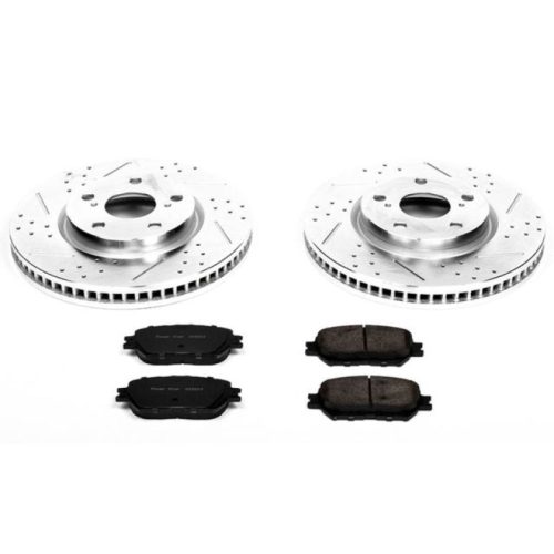 2006-2013 Lexus GS300, IS250 Front Z23 Evolution Sport Brake Upgrade Kit with Drilled & Slotted Rotors - Premium Replacement