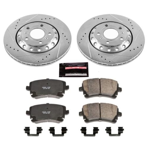 2003-2006 Audi A8 Quattro & 2004-2006 Volkswagen Phaeton Rear Z23 Evolution Sport Brake Upgrade Kit - Heavy-Duty Drilled & Slotted Rotors with Carbon-Fiber Ceramic Pads - Premium Replacement