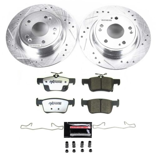 2018-2019 Honda Accord Rear Z26 Street Warrior Brake Upgrade Kit - Heavy-Duty Drilled & Slotted Rotors with Carbon-Fiber Ceramic Pads - Premium Replacement