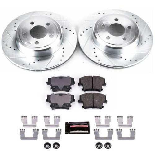 2006-2013 Dodge Charger, 2007-2013 Dodge Challenger & 2006-2012 Dodge Magnum Rear Z23 Evolution Sport Brake Upgrade Kit - Heavy-Duty Drilled & Slotted Rotor and Carbon-Fiber Ceramic Brake Pads