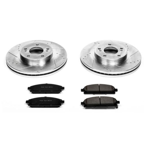 1997-2001 Infiniti Q45 Front Brake Rotor and Carbon-Fiber Ceramic Brake Pad Assembly - Heavy-Duty Drilled and Slotted Performance Upgrade