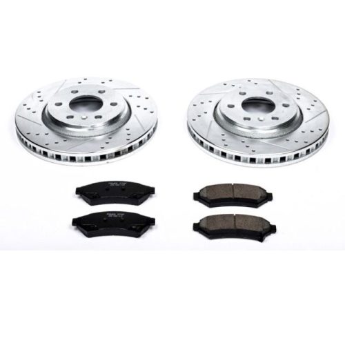 2006-2007 Buick Terraza & Chevrolet Uplander Front Z23 Evolution Sport Brake Upgrade Kit - Heavy Duty Drilled & Slotted Rotors with Carbon-Fiber Ceramic Pads - Premium Replacement