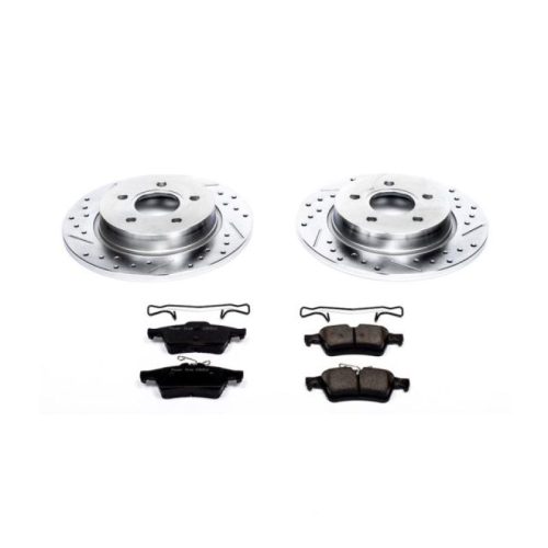 2013-2016 Ford Focus Rear Z23 Evolution Sport Brake Kit with Drilled & Slotted Rotors - Premium Replacement