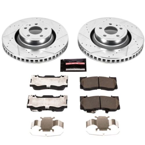 2015-2017 Ford Mustang Front Z23 Evolution Sport Brake Kit - Heavy-Duty Drilled & Slotted Rotor Upgrade with Carbon-Fiber Ceramic Pads - Premium Replacement