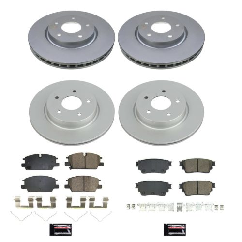 2021-2023 Nissan Rogue Front & Rear Z17 Coated Brake Kit with Ceramic Pads and Geomet Coated Rotors - Premium Replacement
