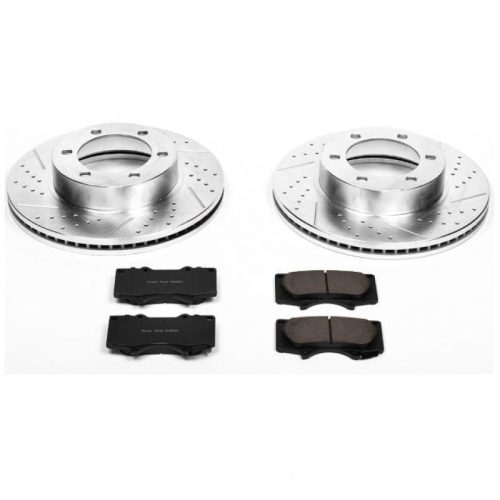 2000-2005 Toyota Tundra & Sequoia Front Z23 Evolution Sport Brake Upgrade Kit - Heavy-Duty Drilled & Slotted Rotors with Carbon-Fiber Ceramic Pads for Towing & Fleet Use - Premium Replacement