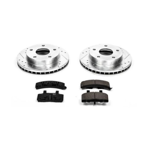 1996-1999 Dodge Ram 1500 Front Brake Rotor and Pad Assembly - Heavy Duty Performance with Drilled & Slotted Rotors and Carbon-Fiber Ceramic Pads - Premium Replacement