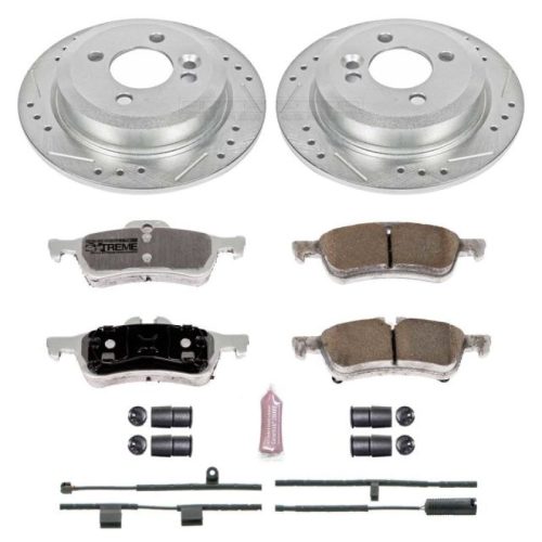 2002-2006 Mini Cooper Rear Z26 Street Warrior Brake Upgrade Kit - High-Performance Drilled & Slotted Rotors with Carbon-Fiber Ceramic Pads for Heavy-Duty Street Use - Premium Replacement