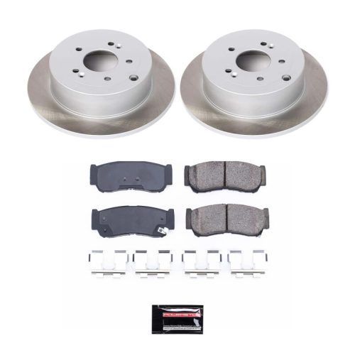 2007-2009 Hyundai Santa Fe Rear Semi-Coated Rotor Brake Kit with Ceramic Pads and Hardware - Premium Replacement