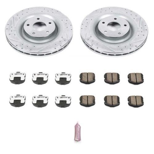 2010-2013 Chevrolet Corvette Front Z26 Street Warrior Brake Upgrade Kit - Heavy-Duty Drilled & Slotted Rotors with Carbon-Fiber Ceramic Pads - Premium Replacement