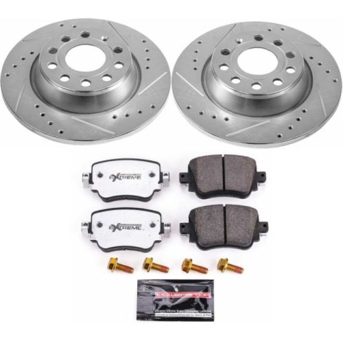 2016-2018 Volkswagen Golf & Audi Q3 Rear Z26 Street Warrior Brake Upgrade Kit - Heavy-Duty Drilled & Slotted Rotor with Carbon-Fiber Ceramic Pads - Premium Replacement