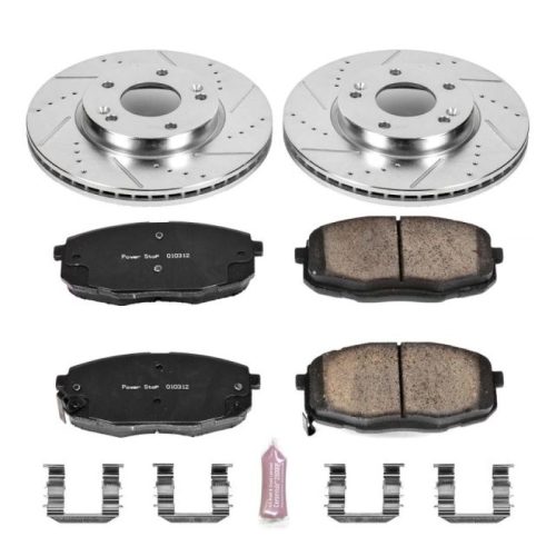 2014-2016 Kia Soul Front Brake Upgrade Kit with Drilled & Slotted Rotors and Carbon-Fiber Ceramic Pads - Heavy-Duty Performance Replacement