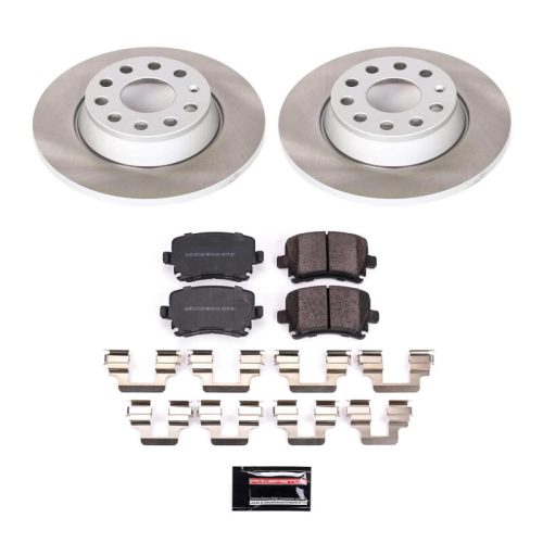 2007-2011 Volkswagen Eos & Tiguan Rear Semi-Coated Rotor Brake Assembly with Ceramic Pads - Premium Replacement