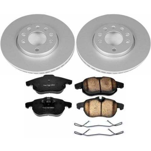 2003-2010 Saab 9-3 Front Brake Rotor and Pad Assembly - Heavy-Duty Performance with Geomet Coated Rotors and Carbon-Fiber Ceramic Pads - Premium Replacement