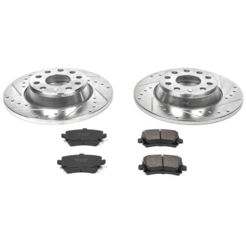 2006-2009 Audi A3 Quattro, 2006-2009 Volkswagen Passat & Jetta Rear Z23 Evolution Sport Brake Kit - Heavy-Duty Drilled & Slotted Rotors with Carbon-Fiber Ceramic Brake Pads - Premium Replacement