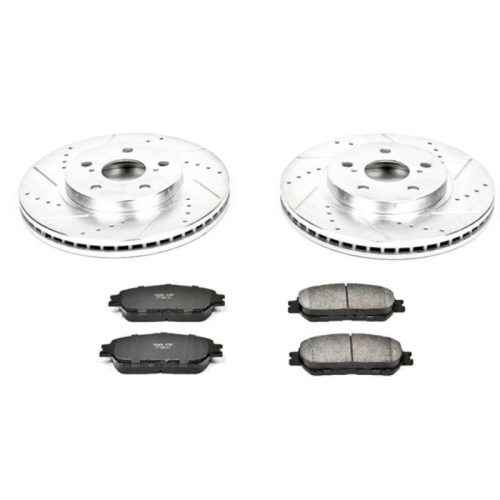 2005-2007 Toyota Avalon Front Brake Rotor and Pad Assembly - Heavy-Duty Drilled & Slotted Performance Upgrade - Premium Replacement