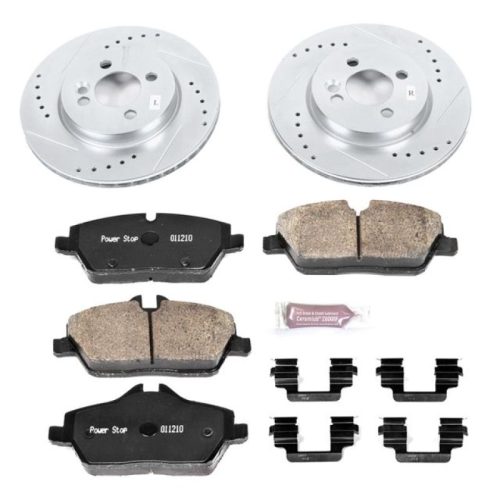 2010-2007 Mini Cooper Front PowerStop Z23 Evolution Sport Brake Performance Upgrade Kit - Heavy-Duty Drilled & Slotted Rotors with Carbon-Fiber Ceramic Pads