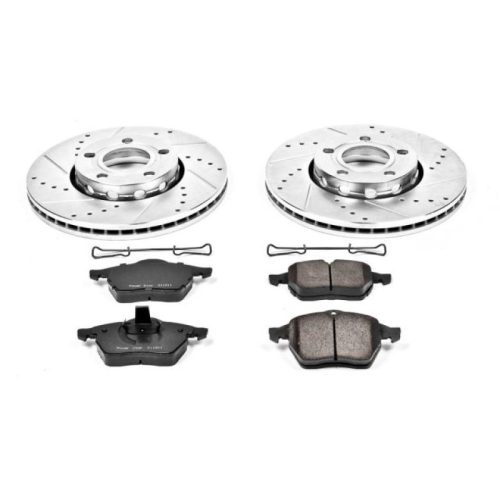 1996-1998 Audi A4 Front Z23 Evolution Sport Brake Kit - Heavy-Duty Drilled & Slotted Rotor and Carbon-Fiber Ceramic Brake Pads - Premium Replacement