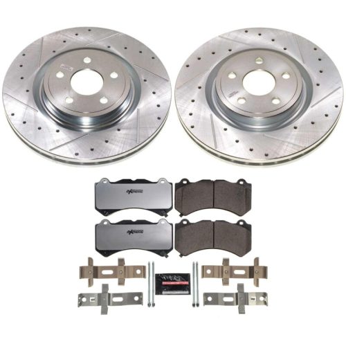 2021-2023 Dodge Durango & 2021-2023 Jeep Grand Cherokee Front Z26 Street Warrior Brake Upgrade Kit - Heavy-Duty Drilled & Slotted Rotors with Carbon-Fiber Ceramic Pads - Premium Replacement