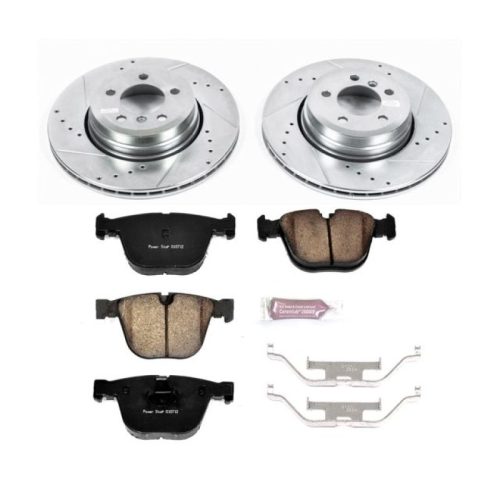 2005-2008 BMW 750i / 750Li / 760i / 760Li Heavy-Duty Drilled & Slotted Brake Rotor and Carbon-Fiber Ceramic Brake Pad Assembly - Premium Replacement
