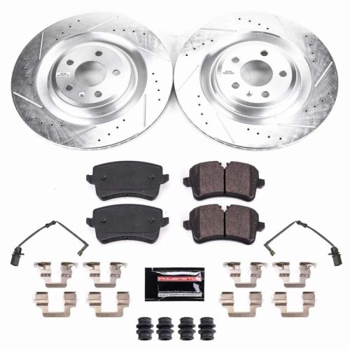 2013-2018 Audi A8 Quattro & S8 Rear Z23 Evolution Sport Brake Upgrade Kit - High-Performance Drilled & Slotted Brake Rotors with Carbon-Fiber Ceramic Pads - Premium Replacement