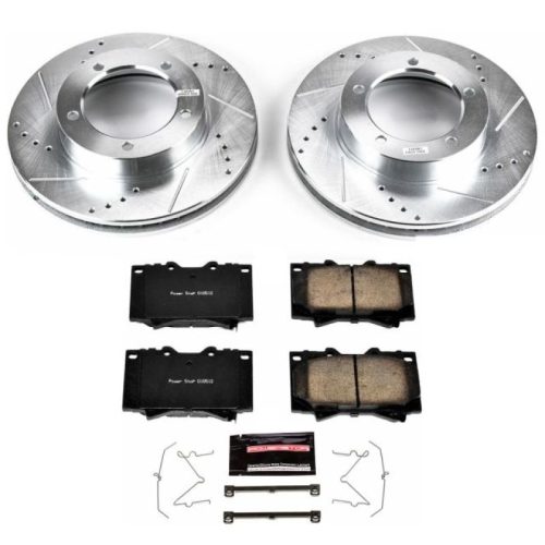 1998-2007 Toyota Land Cruiser Front Z23 Evolution Sport Brake Upgrade Kit - Heavy-Duty Drilled & Slotted Rotors with Carbon-Fiber Ceramic Pads - Premium Replacement