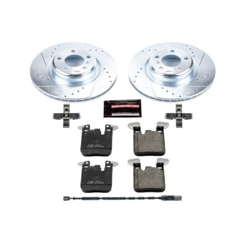 2012-2018 BMW 3 Series & M240i Rear Brake Upgrade Kit with Drilled & Slotted Rotors and Carbon-Fiber Ceramic Pads - Premium Replacement