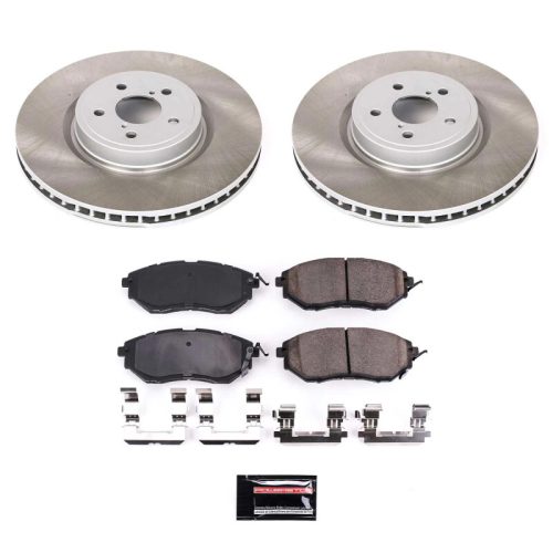 2005-2009 Subaru Legacy Front Semi-Coated Rotor Brake Assembly with Ceramic Pads - Premium Replacement