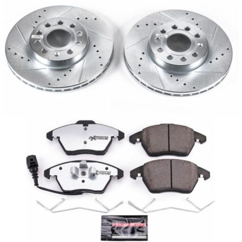 2013-2015 Volkswagen Beetle, 2010-2013 Volkswagen Jetta, 2013-2013 Volkswagen Golf, 2007-2010 Volkswagen Jetta Front Z26 Street Warrior Brake Kit - Heavy-Duty Drilled & Slotted Rotor and Carbon-Fiber Ceramic Brake Pads - Premium Replacement