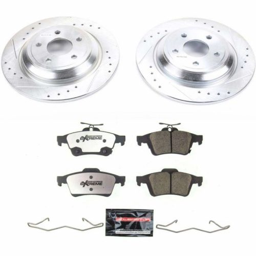 2016-2018 Ford Focus Rear Z26 Street Warrior Brake Upgrade Kit - Performance Drilled & Slotted Rotors with Carbon-Fiber Ceramic Pads - Premium Replacement
