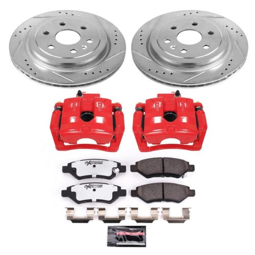2010-2011 Cadillac SRX Rear Z26 Street Warrior Brake Upgrade Kit with Drilled & Slotted Rotors and Powder Coated Calipers - Premium Replacement