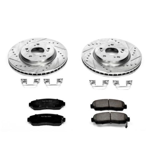 2007-2012 Acura RDX Front Brake Upgrade Kit with Drilled & Slotted Rotors and Carbon-Fiber Ceramic Pads - Premium Replacement
