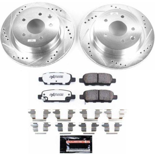 2014-2017 Nissan Juke, 2008-2017 Nissan Rogue Rear Z26 Street Warrior Brake Upgrade Kit - Heavy Duty Drilled & Slotted Rotors with Carbon-Fiber Ceramic Brake Pads - Premium Replacement
