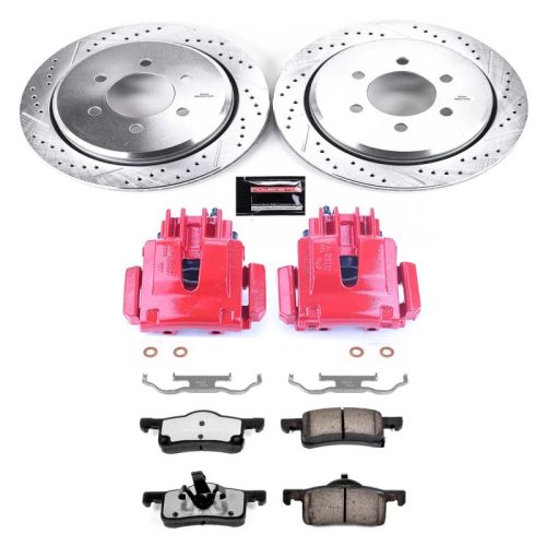 2005-2006 Ford Expedition Rear Z36 Truck & Tow Brake Upgrade Kit with Drilled & Slotted Rotors, Carbon-Fiber Ceramic Pads, Powder Coated Calipers - Premium Replacement