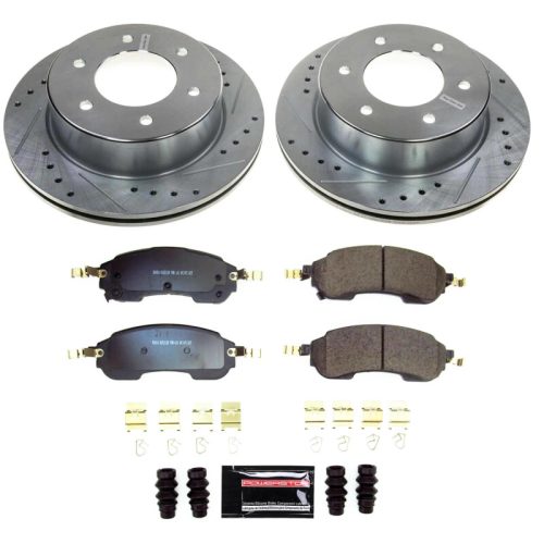 2021-2023 Ford Bronco Rear Z23 Evolution Sport Brake Assembly - Heavy Duty Drilled & Slotted Rotor and Carbon-Fiber Ceramic Brake Pads - Premium Replacement