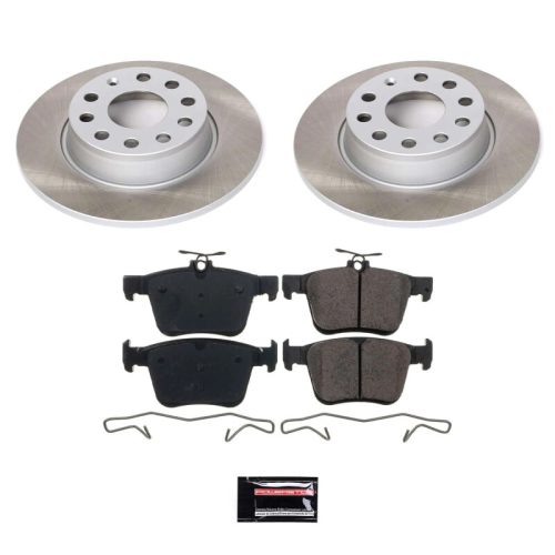 2015-2019 Audi A3 Rear Semi-Coated Rotor Brake Kit with Ceramic Pads - Premium Replacement
