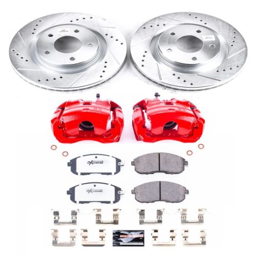 2011-2014 Nissan Juke Front Z26 Street Warrior Brake Upgrade Kit with Drilled and Slotted Rotors, Carbon-Fiber Ceramic Pads, Powder Coated Calipers - Premium Replacement